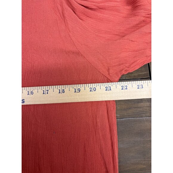 Bobeau Womens Long Sleeve Peasant Top With Crochet Trim In Rust Size L 100% Rayo - Picture 8 of 8